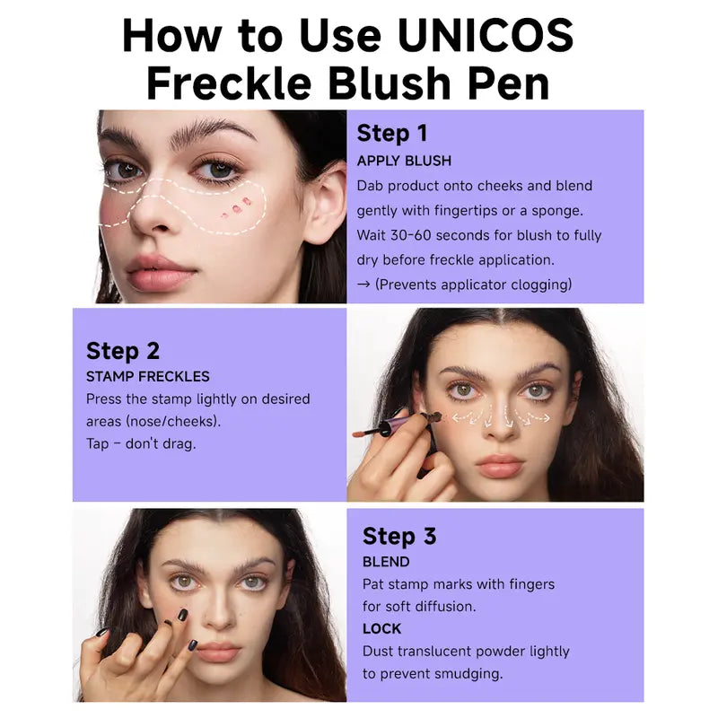 💜LAST DAY - BUY 1 GET 1 FREE💜UNICOS 2-IN-1 Freckle Pen with Blush, Natural Freckle Makeup, Faux Freckle Stamp, Quick-Drying, Long-Lasting & Waterproof, dealsforyouday
