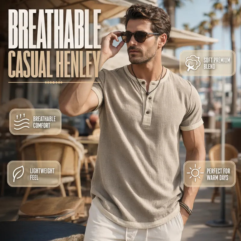 ⌛Limited Time Offer – Men’s Breathable Short Sleeve Henley Shirt