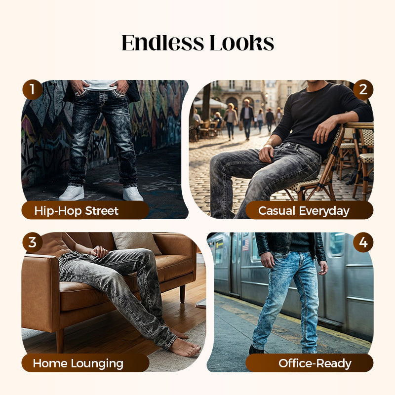 Men's Fashion Stretch Jeans,Minimalist Style Suitable For Summer, Emo Style
