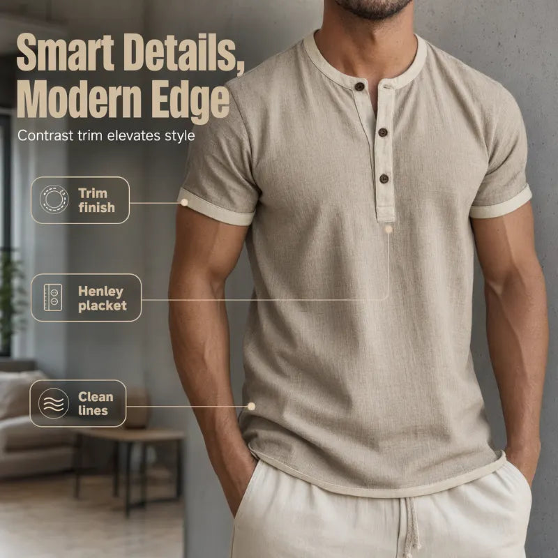 ⌛Limited Time Offer – Men’s Breathable Short Sleeve Henley Shirt