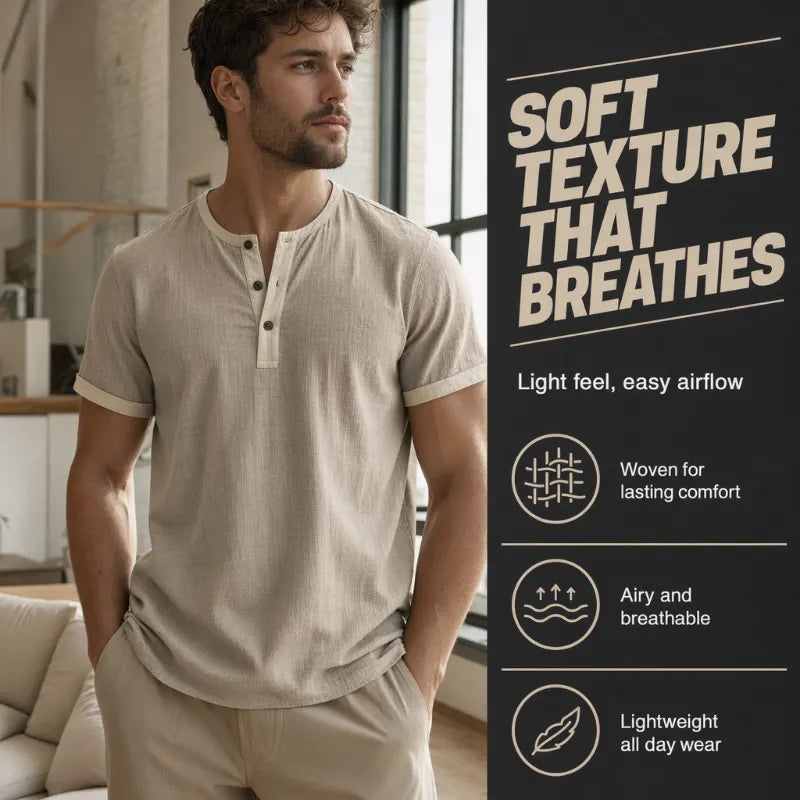 ⌛Limited Time Offer – Men’s Breathable Short Sleeve Henley Shirt